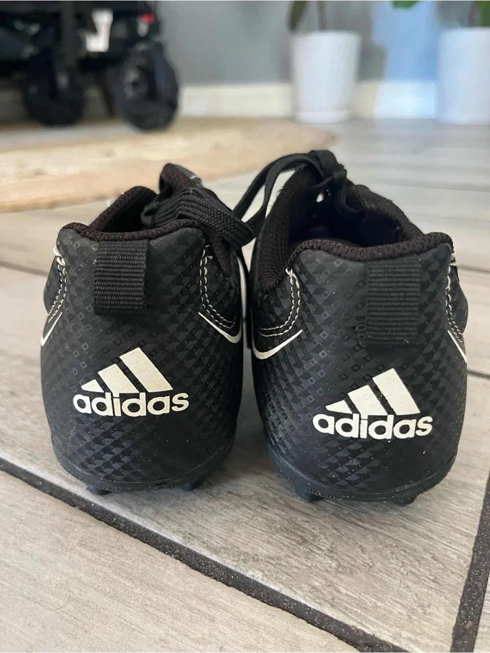 adidas Kids Black and White Cleats